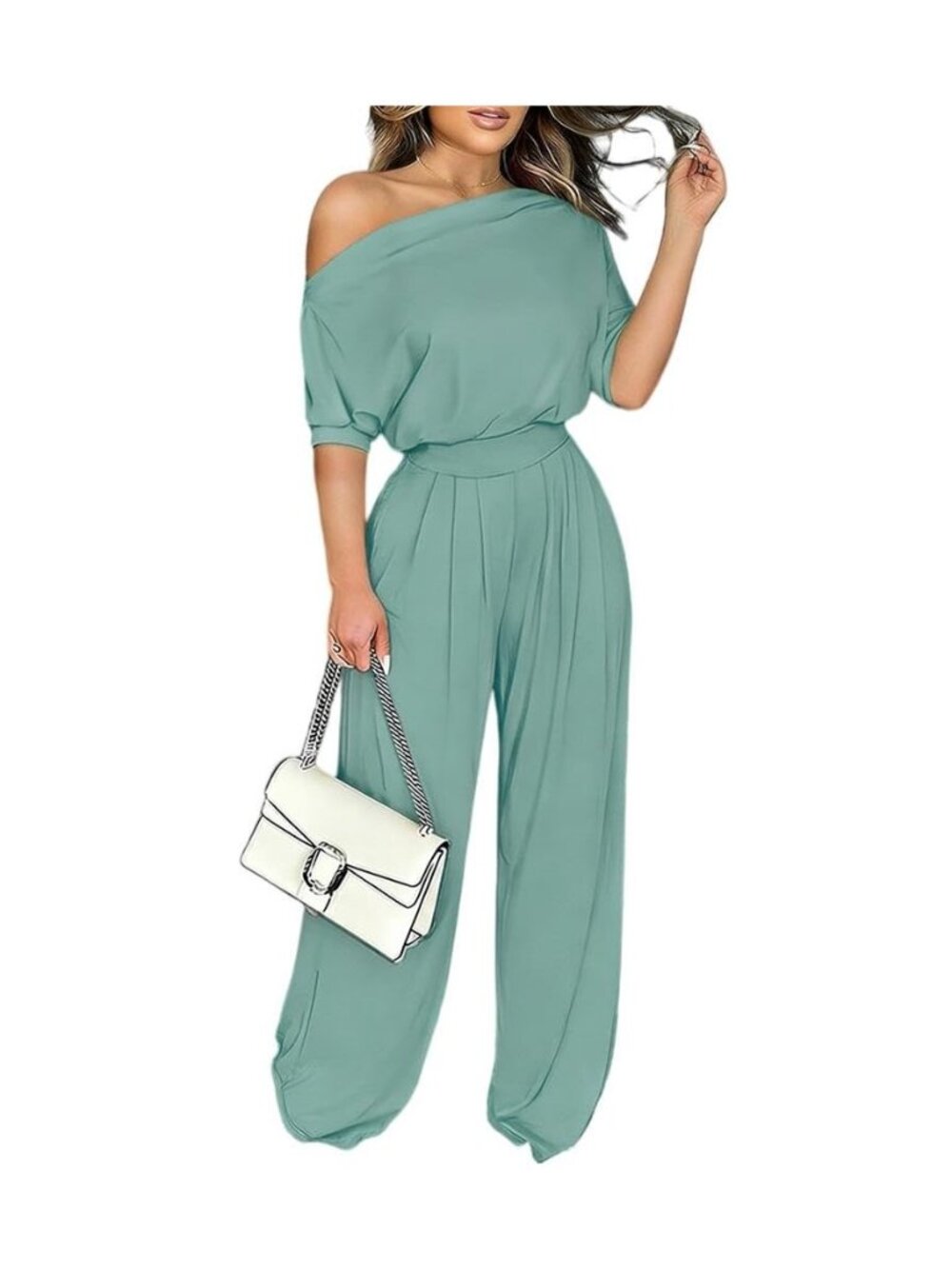Women's One Shoulder Wide Leg Jumpsuits
